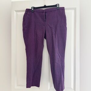 Elegant Purple Patterned Women's Cropped Pants